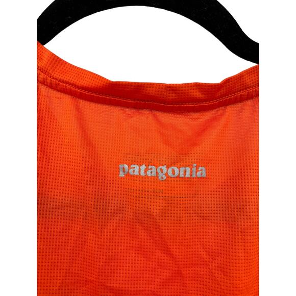 Patagonia Top Mens Small Windchaser Sleeveless Tank Navy Orange Mesh Running - Picture 7 of 8